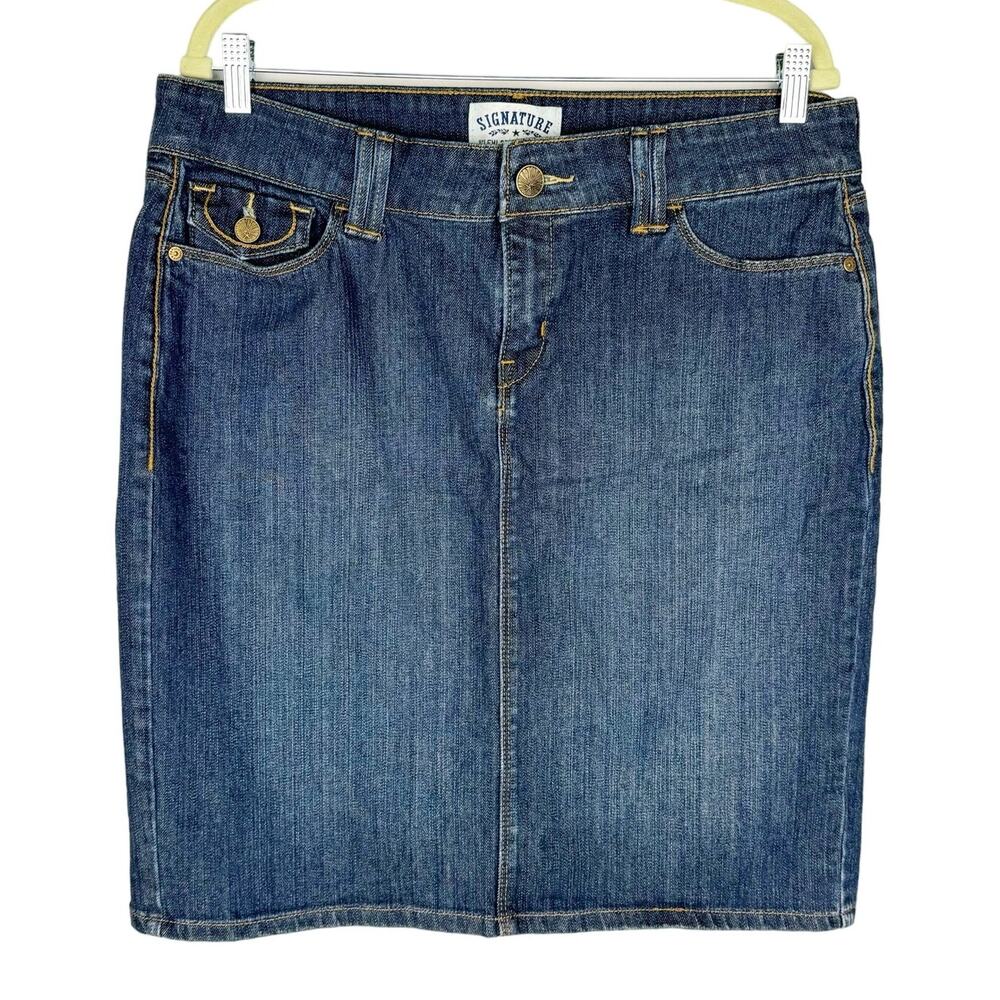 Signature by‎ Levi Strauss & Co. Blue Medium Denim Y2K Jean Skirt Sz 14 Misses